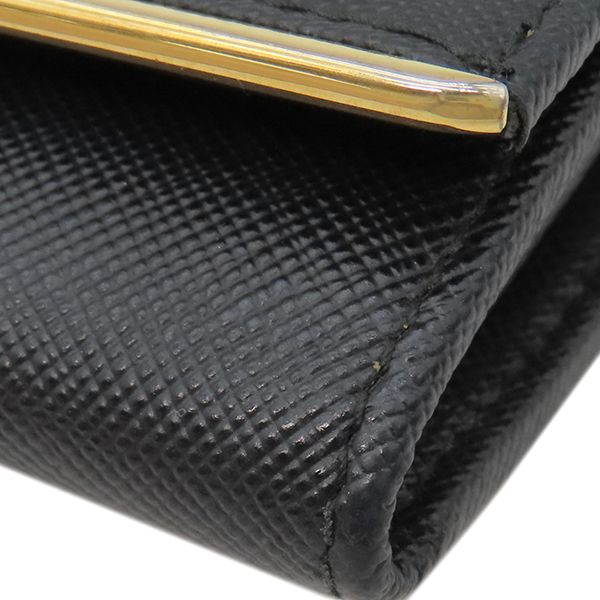 Prada Chain Wallet Saffiano Metal Shoulder Wallet Leather Nero Gold Hardware