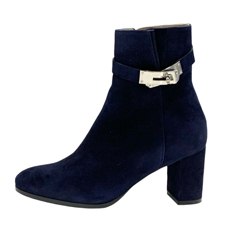 Hermes Saint Germain Boots Short Boots Shoes Kelly Hardware Suede Navy