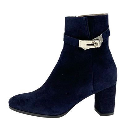 Hermes Saint Germain Boots Short Boots Shoes Kelly Hardware Suede Navy