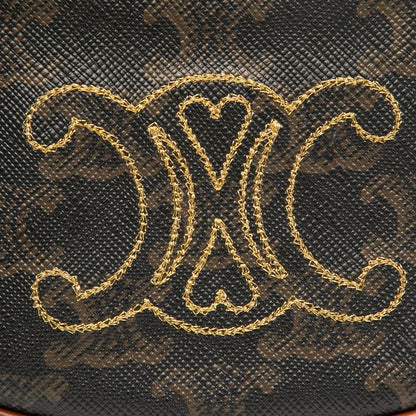 Celine Triomphe Mini Handbag Shoulder Bag Brown PVC Leather Women Celine