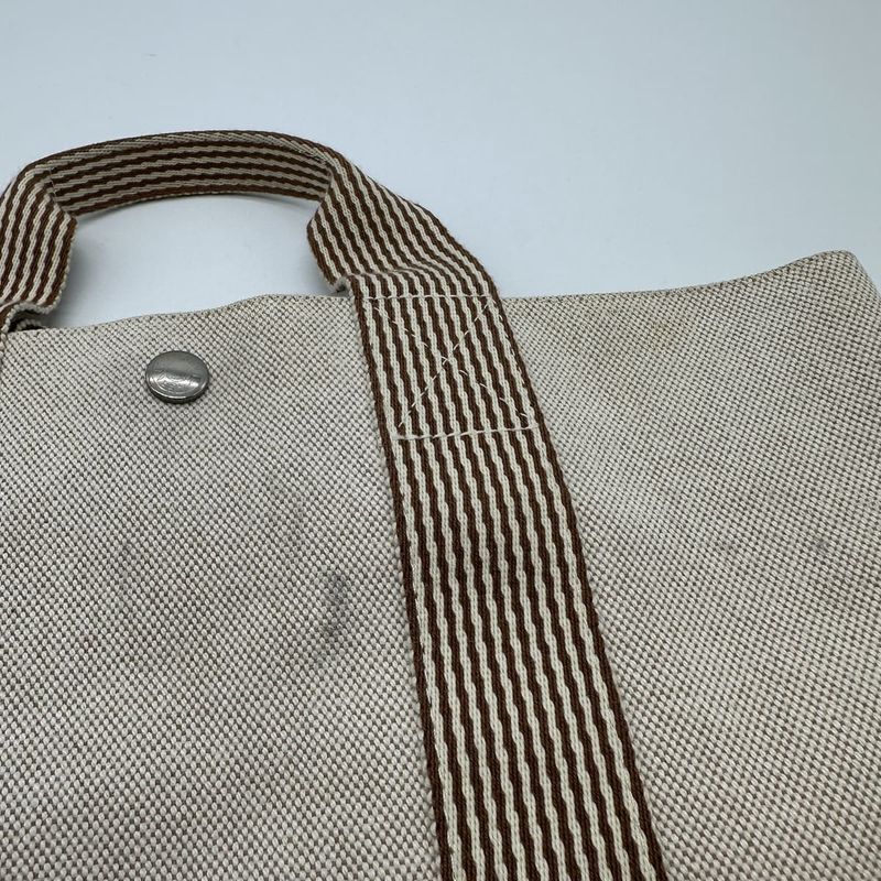 Hermes New Fourre Tout Tote Handbag Beige Brown Canvas Women Men Fashion