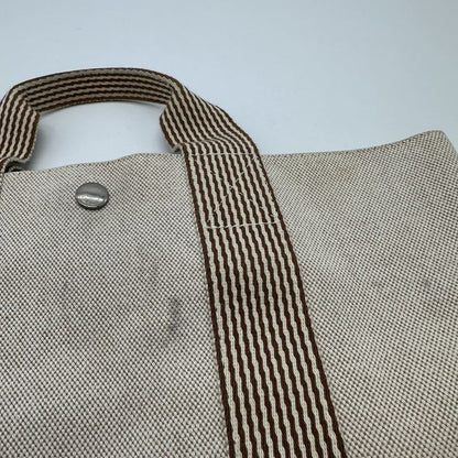 Hermes New Fourre Tout Tote Handbag Beige Brown Canvas Women Men Fashion