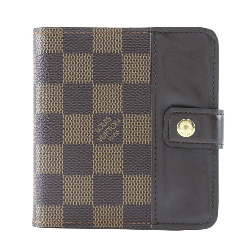 Louis Vuitton Compact Zip M61668 Damier Canvas Brown Ca1002 Women's Fold Wallet