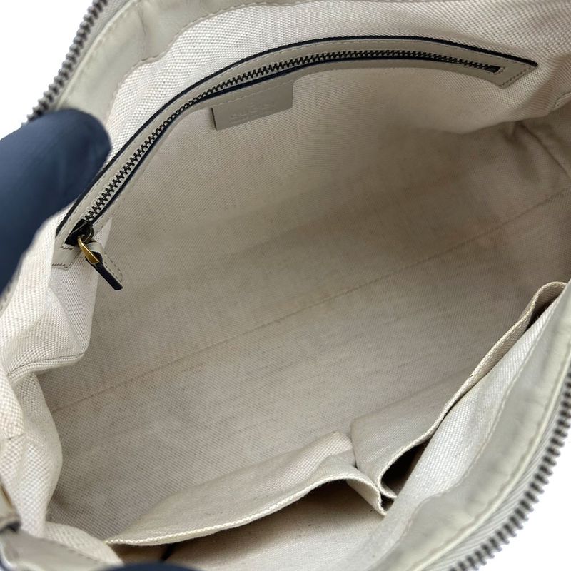 Gucci Shoulder Bag 282298 GG Canvas Leather Beige Gold Hardware Casual One