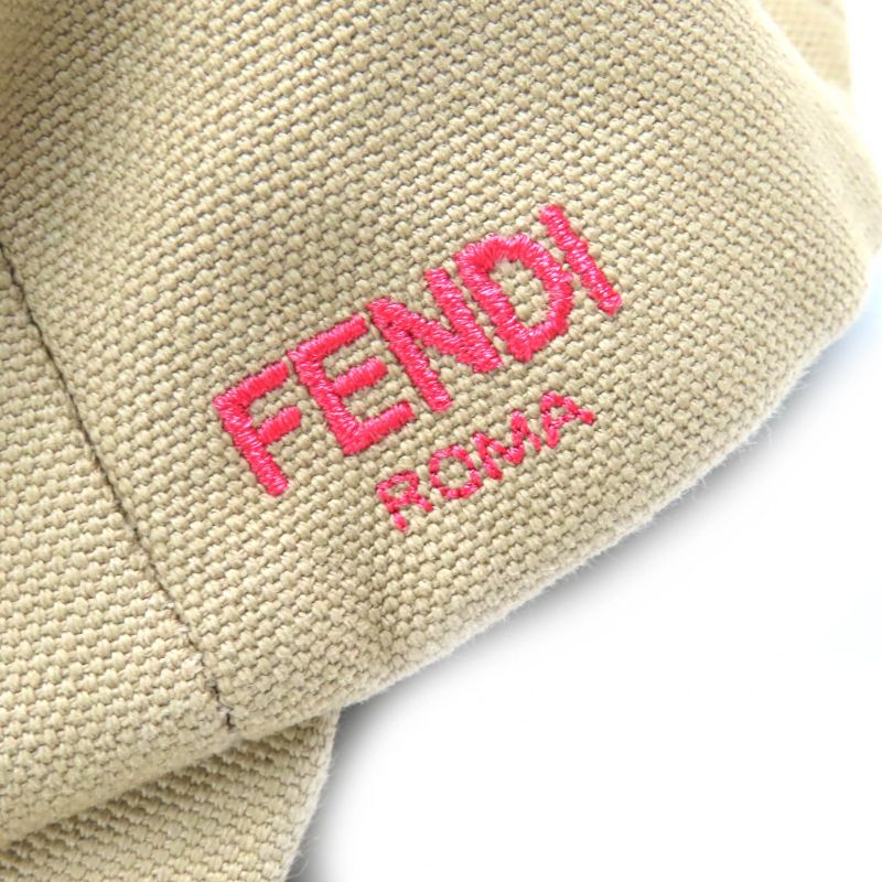 Fendi Fxq675 Cotton Logo Floral Rose Embroidery Baseball Cap Hat Cap Beige