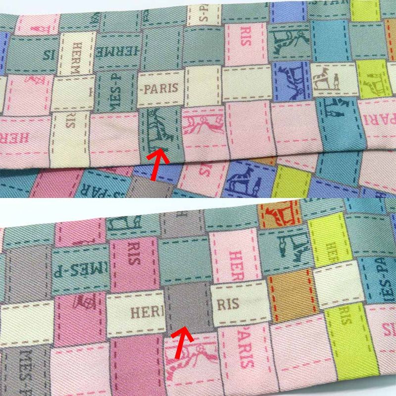 Hermes Twilly - Bolduc Check Scarf Gray - Multicolor - 100% Silk