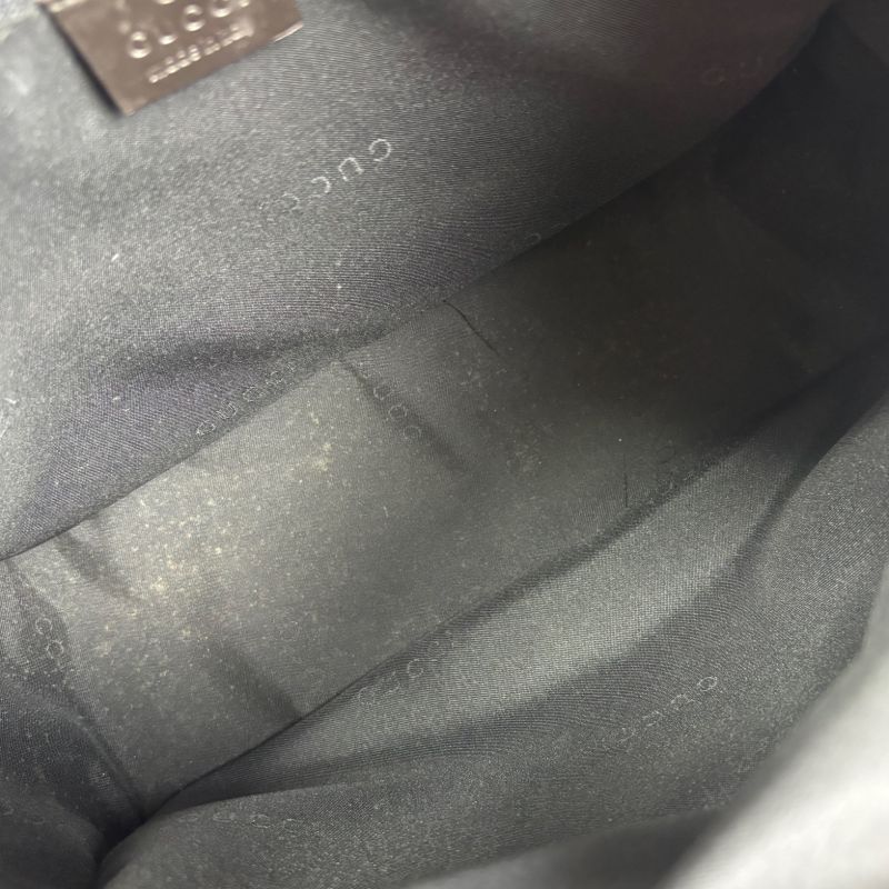 Gucci One Shoulder Bag GG Canvas Nylon Leather Dark Brown Hobo Soho