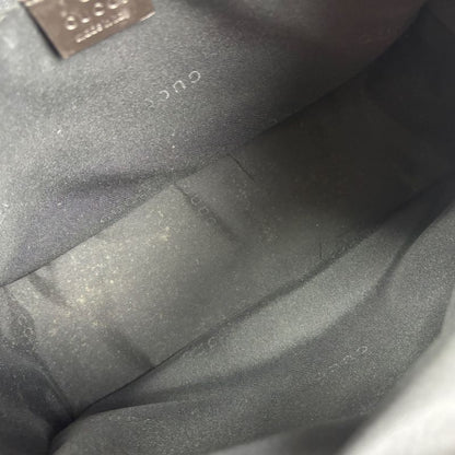 Gucci One Shoulder Bag GG Canvas Nylon Leather Dark Brown Hobo Soho