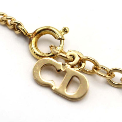 Christian DIOR Necklace CD Rhinestone Gold Color Approx 7g Accessories M1993