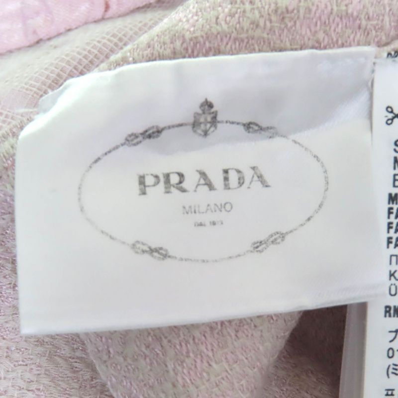 Prada 2024 P3n16 Pink Quilted Mini Dress Cotton Silk Triangle Patch Design