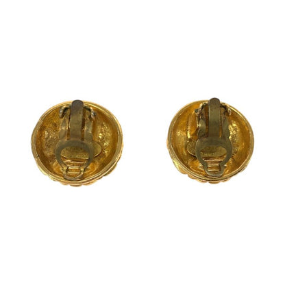 Chanel Vintage Matelasse Coco Mark Gold Metal Earrings 2 5 Engraved Ladies