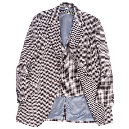 Gucci Ensemble Tailored Jacket Vest Gilet Checked Wool Outerwear Men's 48 (M