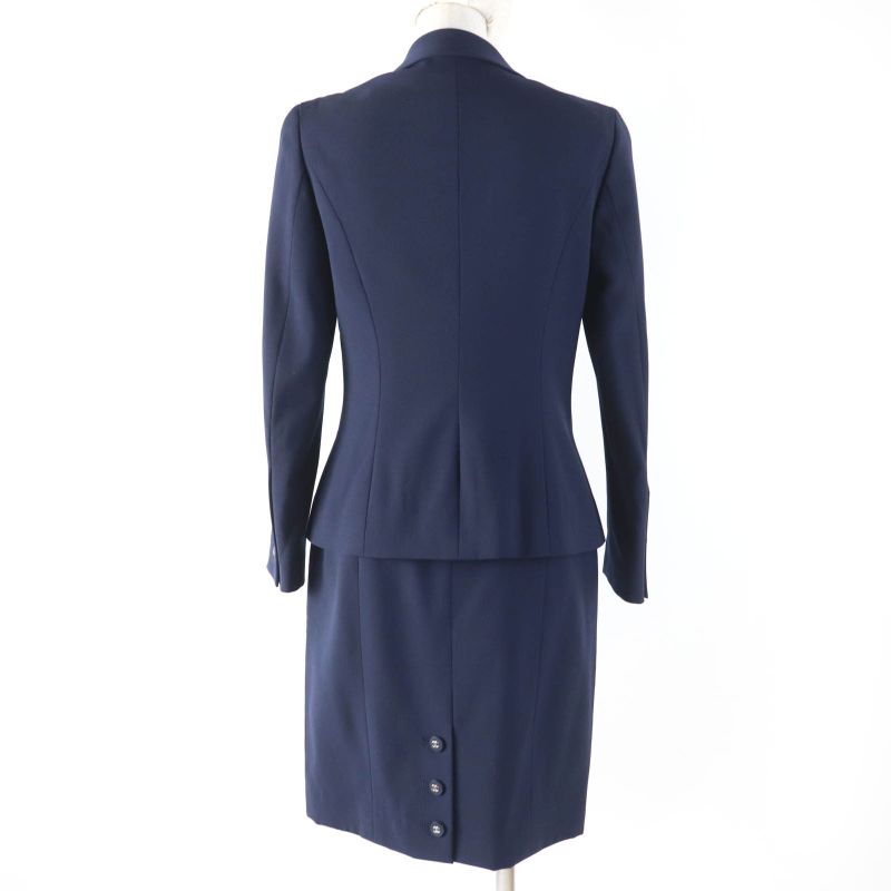 CHANEL Vintage 96P P06410v04616 100% Wool Coco Mark Button Jacket And Skirt