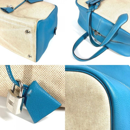 Hermes Boston Bag Victoria 43 Victoria 43 Toile Ash Blue Jean Blue