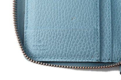 Unused Gucci Folding Wallet Gucci Swing Leather Light Blue 354497