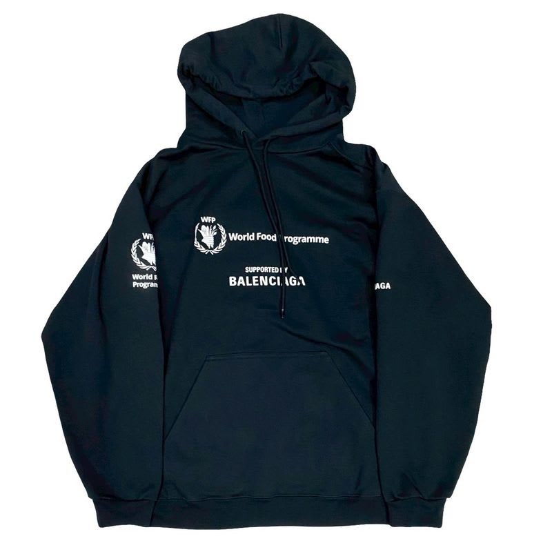 Balenciaga WFP World Food Programme Cotton Hoodie XS Size Men's Black