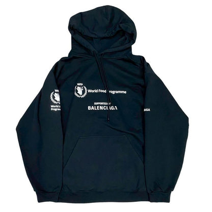 Balenciaga WFP World Food Programme Cotton Hoodie XS Size Men's Black