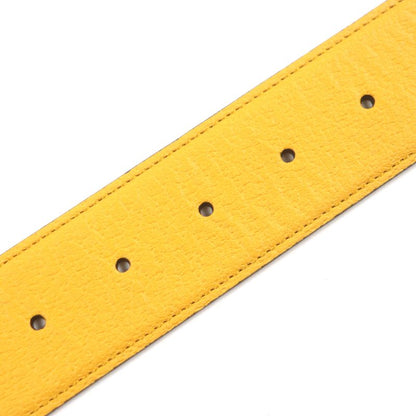 Gucci Memorable Buckle 709954 G Logo Buckle Bicolor Leather Belt Yellow Blue