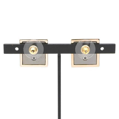 Chanel Earrings Earring Gold Dark Gray Coco Mark Square