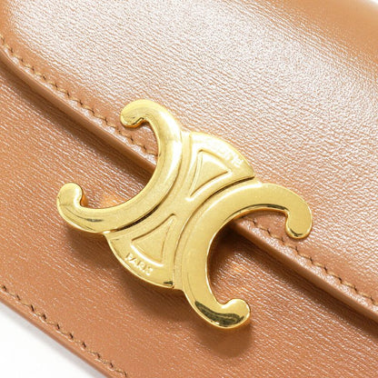 Celine Card Case Business Card Holder With Triomphe Flap Shiny Calfskin Bronze