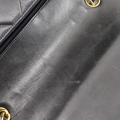 Chanel Deca Matelasse Double Chain Vintage Lambskin Black Ladies Shoulder Bag