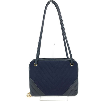 Chanel Shoulder Bag Quilted Jersey Navy