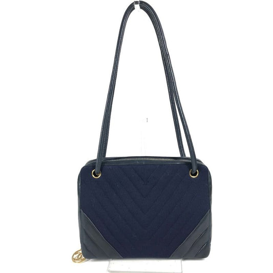 Chanel Shoulder Bag Quilted Jersey Navy