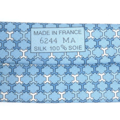Hermes 100% Silk H Street Total Pattern Regular Tie Light Blue With Box Made