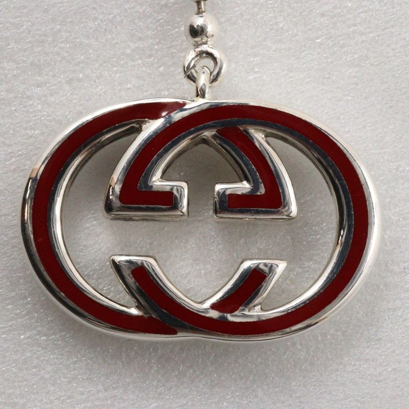 Gucci Interlocking G Ball Chain Silver 925 Red Unisex 20.8g Bracelet