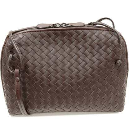 Bottega Veneta Shoulder Bag Intrecciato Nodini Lambskin Dark Brown 245354