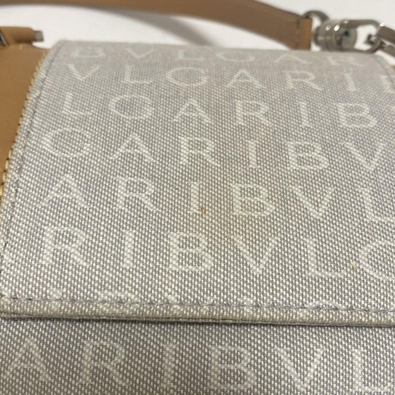 Bvlgari Handbag B-zero1 (bag) Light Gray And Brown Drum Bag Leather