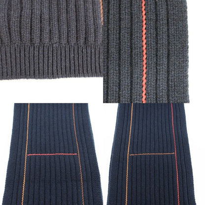 Hermes Muffler-h Torsade Cuir Navy-style Cashmere Silk Clothing