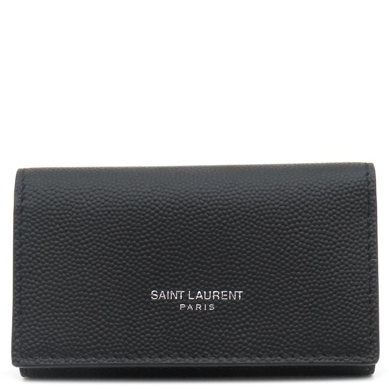 Saint Laurent Key Case Logo Leather Black Silver Hardware Black Key Case