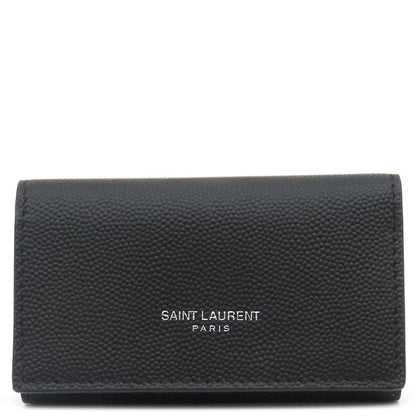 Saint Laurent Key Case Logo Leather Black Silver Hardware Black Key Case