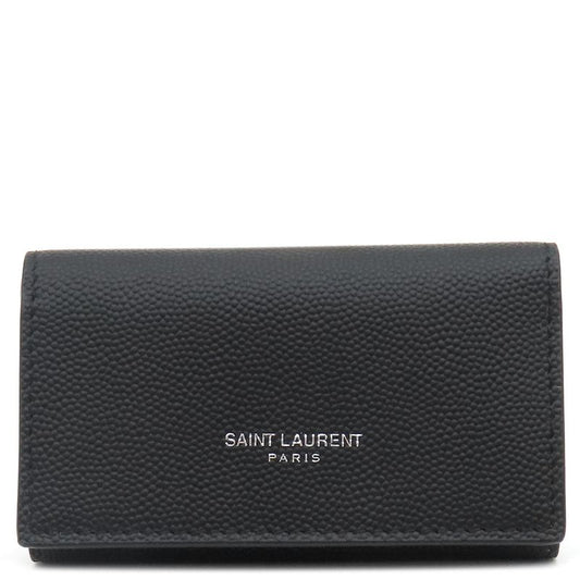 Saint Laurent Key Case Logo Leather Black Silver Hardware Black Key Case