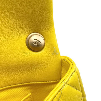 Chanel Shoulder Bag Mini Flap Bag As3205 Matelasse Lambskin Coco Mark Yellow