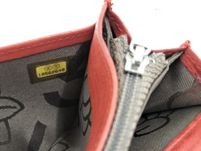 Chanel Bifold Long Wallet Mademoiselle Coco Mark Leather Orange