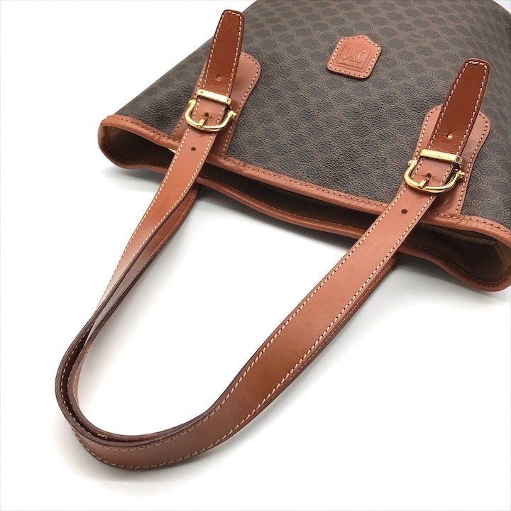 Celine Macadam Tote Brown Leather