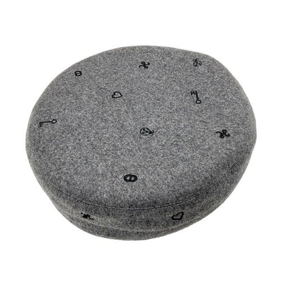 Hermes Beret Cashmere Gray Black Embroidery Hat