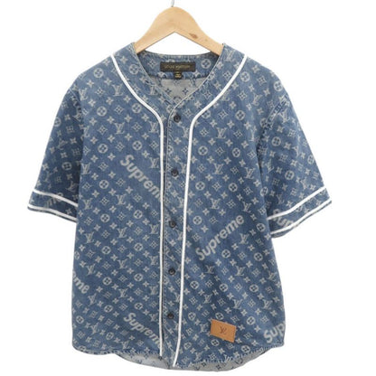 Louis Vuitton X Supreme LV Jacquard Denim Baseball Jersey Denim Baseball Jersey
