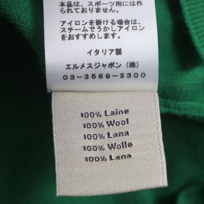 Hermes 22AW 100% Wool H Embroidery Crew Neck High Gauge Knit Sweater Green M