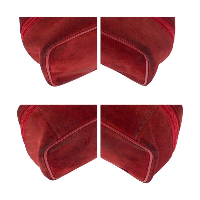 Gucci Horsebit Red Gold Hardware Suede 032 1705 0141 Handbag Vanity Bag Ladies