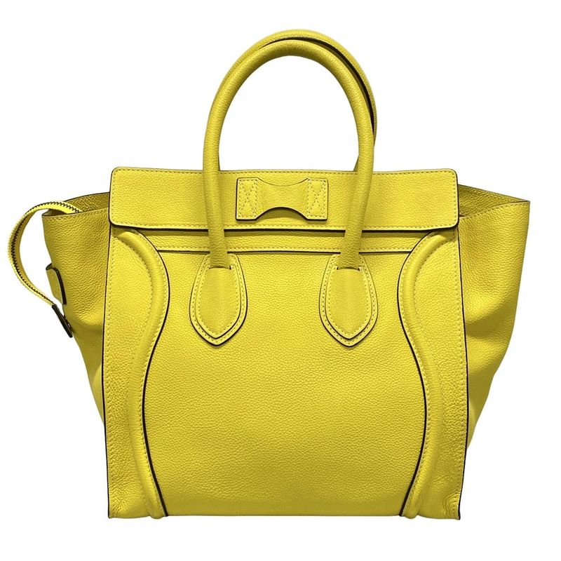 Celine Handbag Luggage Mini Shopper Yellow Leather