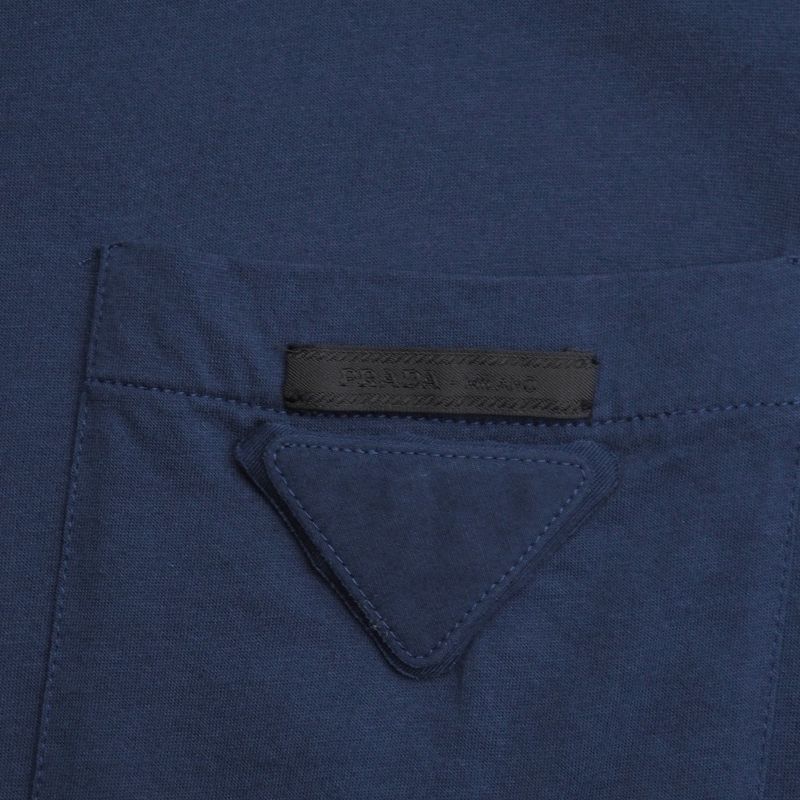 Prada Short Sleeve T-shirt Size M Triangle Patch Crew Neck Chest Pocket