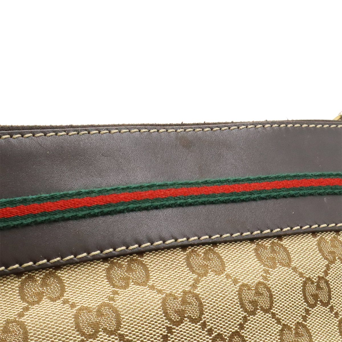 Gucci GG Canvas Mayfair Ribbon Shoulder Bag Crossbody Khaki Beige Dark Brown