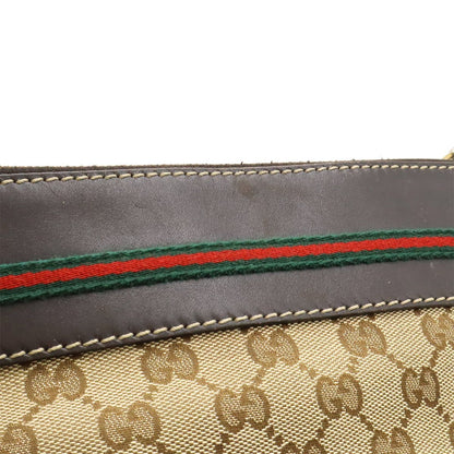 Gucci GG Canvas Mayfair Ribbon Shoulder Bag Crossbody Khaki Beige Dark Brown