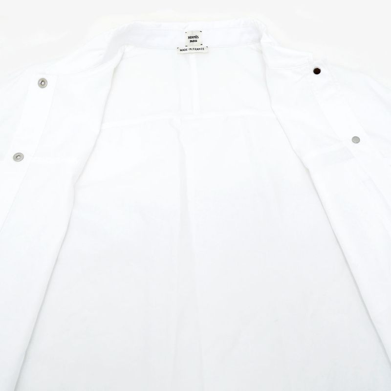 Hermes Shirt Cru De Sel White 36 Size Cotton Long Sleeve Women's
