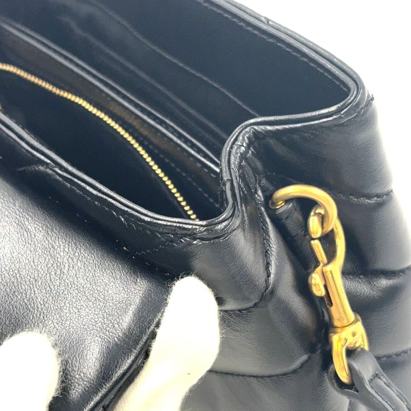 Saint Laurent Paris Lou Leather Black Shoulder Bag Gold