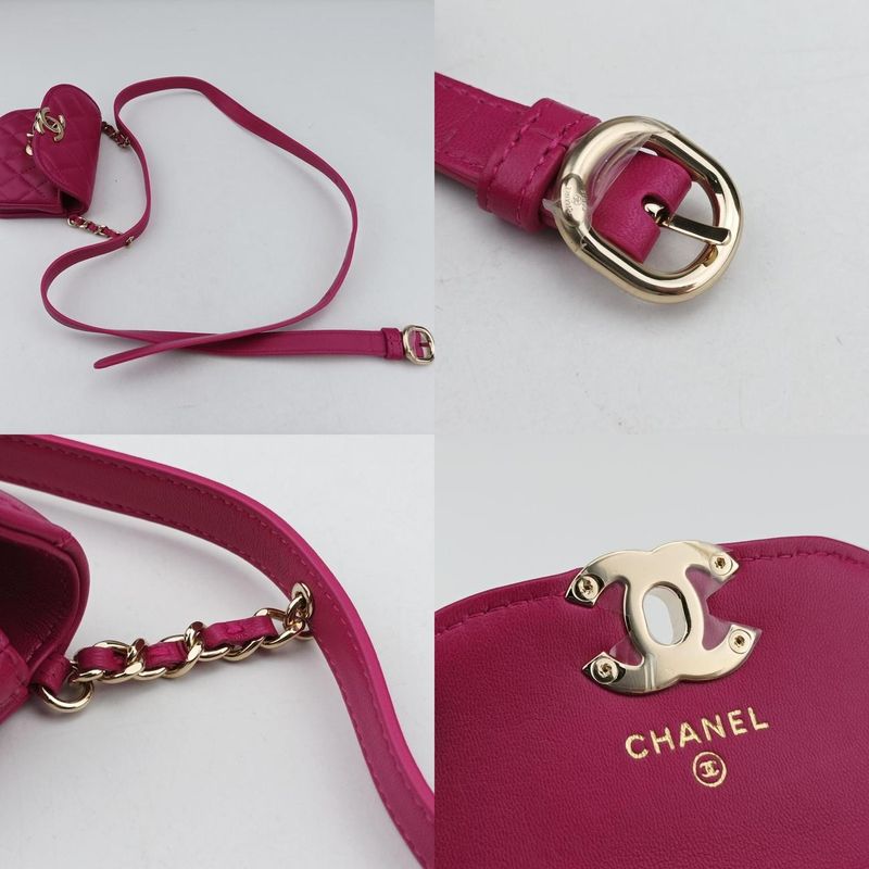 CHANEL  Matelasse Waist Coin Purse Purple Lambskin And Fabric Ap0743