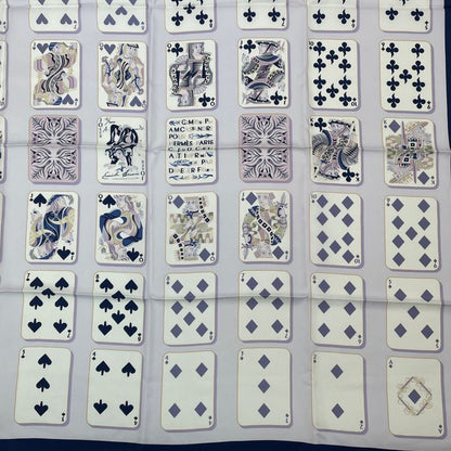 Hermes Scarf Carré 90 Silk Jeu De Cartes Trump Card Numbers Bandana Multicolor